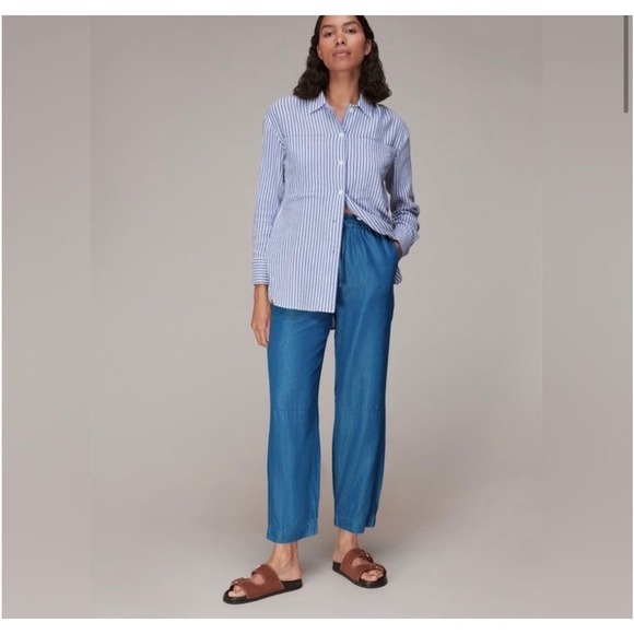 COPY - Whistles Lucy Chambray Barrel Leg Pants - Picture 1 of 14